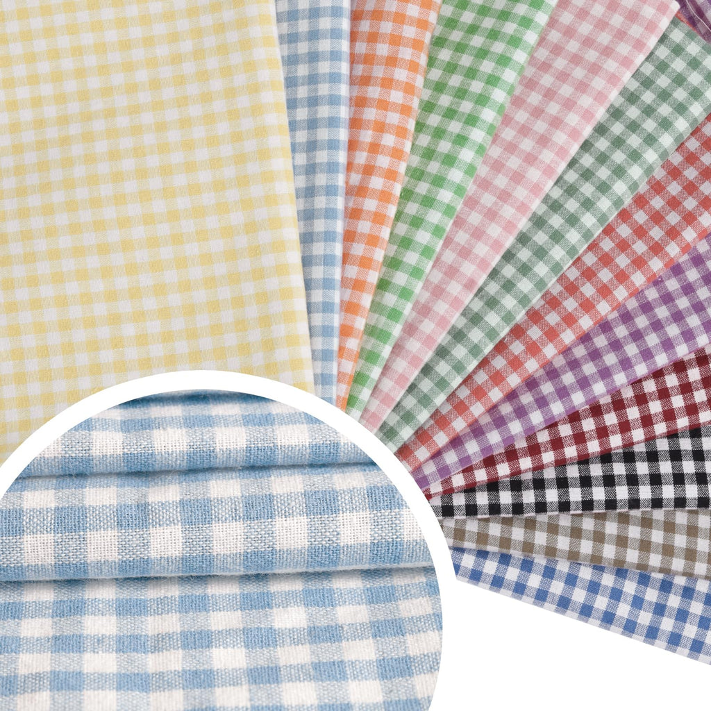 57"W x 36"L Gingham Poly-Cotton Fabric Cut By The Yard, Checkered Plaid Vintage Fabric for DIY, Homespun