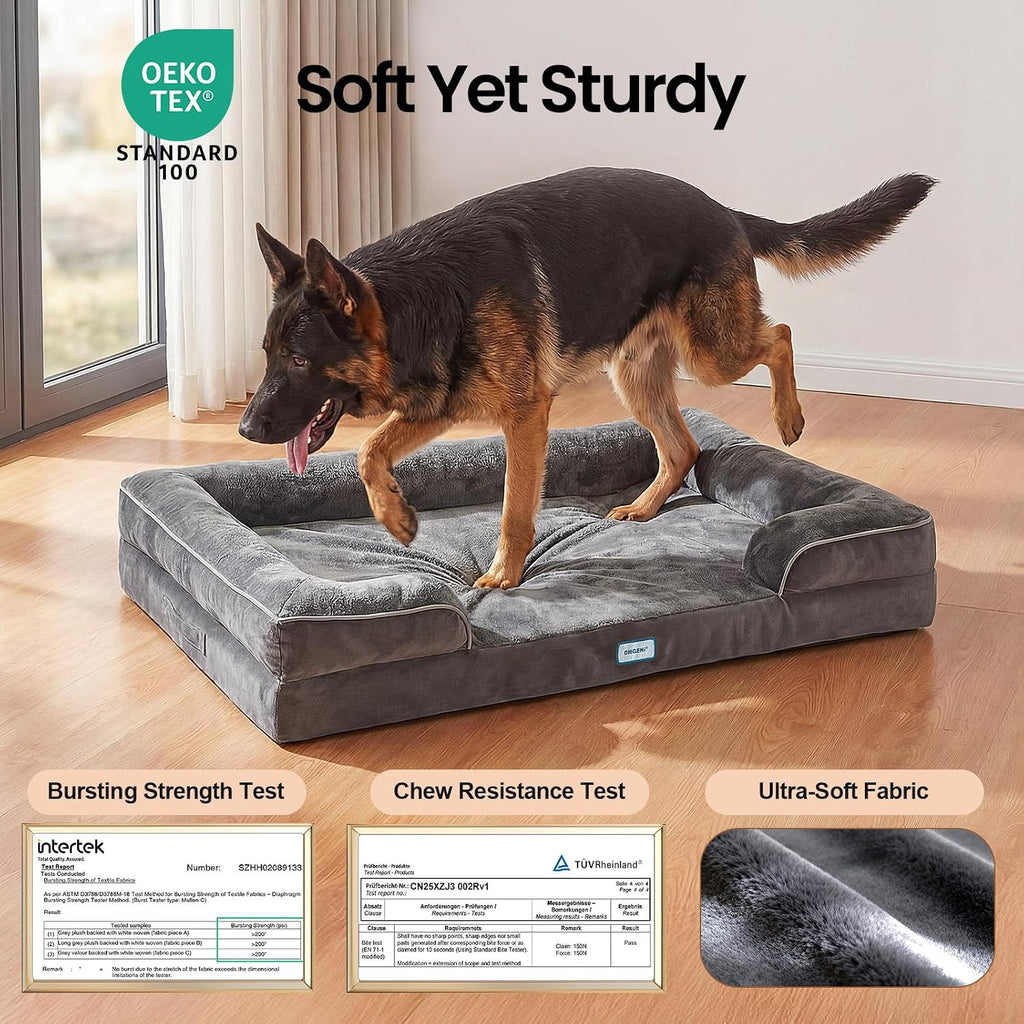Orthopedic Extra Large Dog Bed Couch, Memory Foam, 44× (Gray)