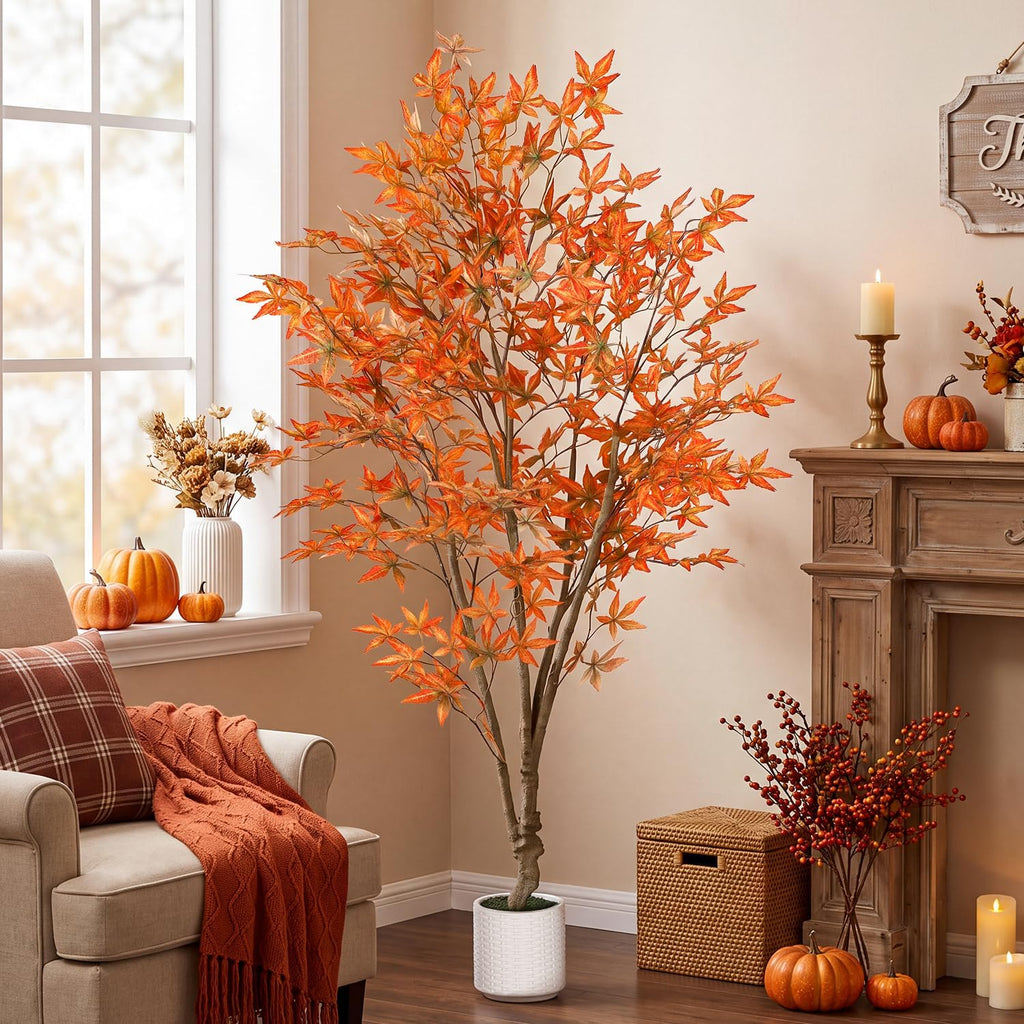 Artificial Maple Tree, 6FT Fall Tree with Pot for Outdoor Indoor