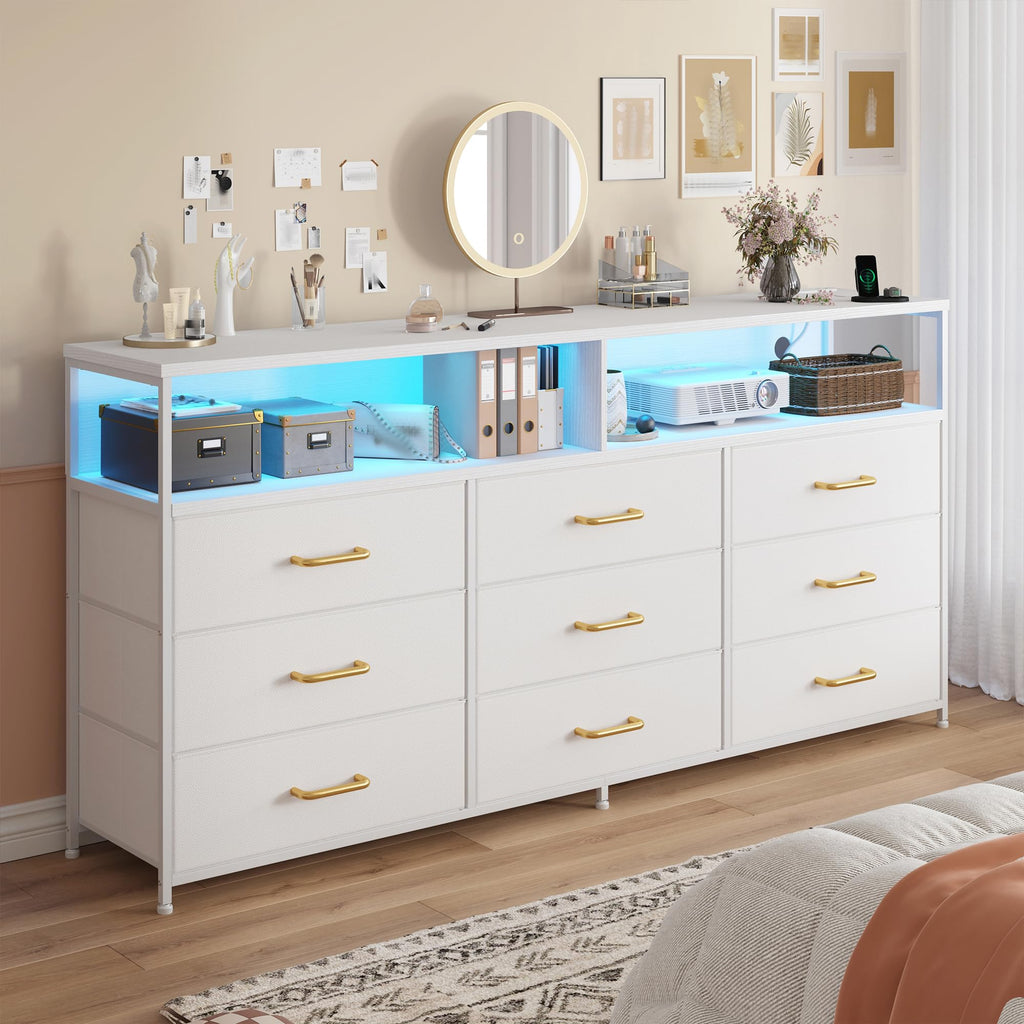 55" W with Charging Station & LED Light, White