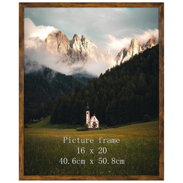 16x20 Picture Frame Rustic Brown, 16 by 20 Thin Poster Photo Frame for Wall Display, Single