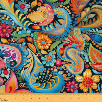 Boho Flowers Fabric By The Yard 1 Yard