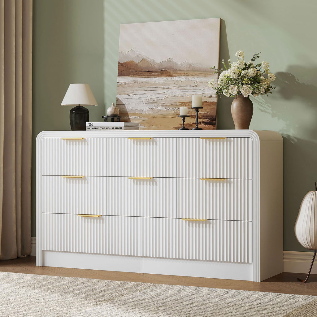 55" W Fluted 8-Drawer, Pure White