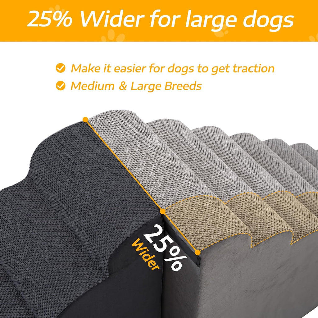 35" H Dog Stairs for Small and Medium Dogs 7-Step Ramps for High Beds and Couch Non-Slip Extra Wide Pet Stairs