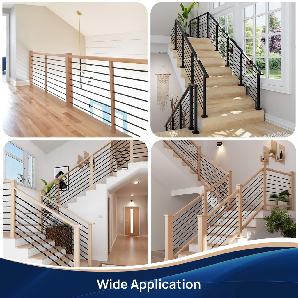 7 Pack 8 FT x 35/64 inch Iron Round Baluster for Indoor Staircase