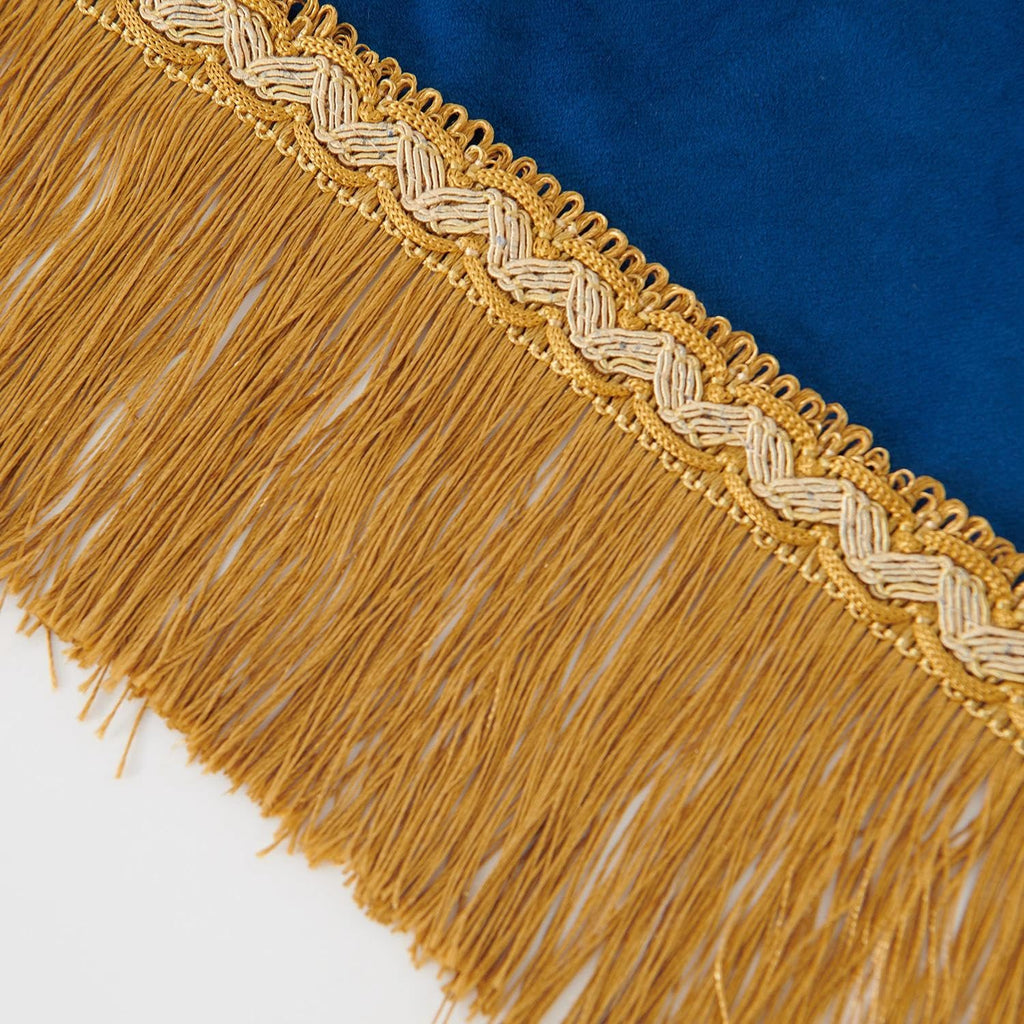 Velvet Valance Curtains, Soft Luxury Waterfall Valance with Gold Tassel Fringe Windows Royal Blue Victorian Style