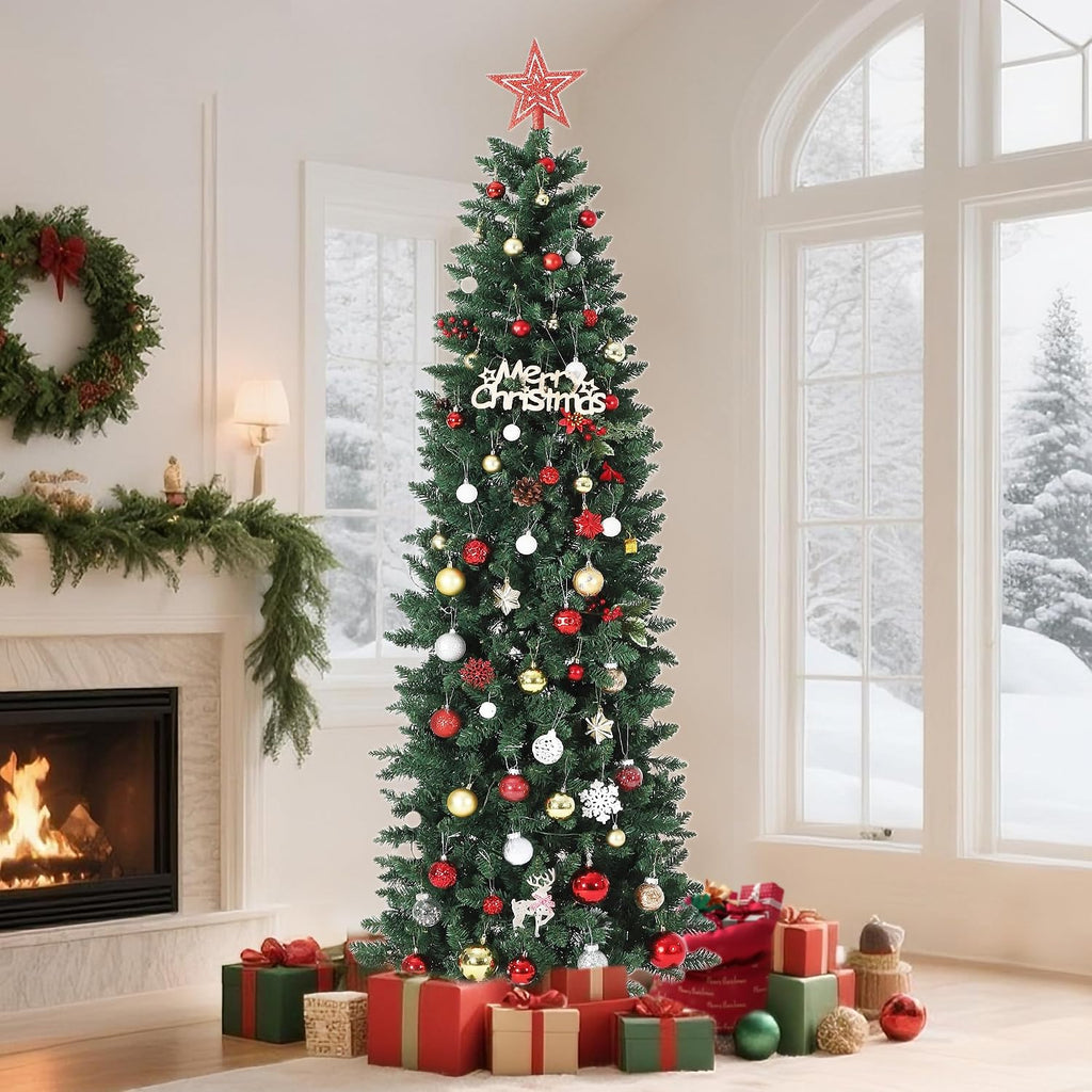 Pencil Christmas Tree,Artificial Pre-Lit Christmas Tree,Realistic Xmas Tree Artificial Holiday Decoration