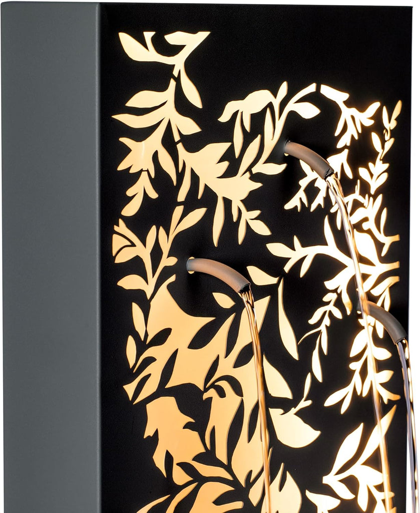 30.71" H Metal Leaf Cutout Outdoor Water Wall Fountain with LED Lights