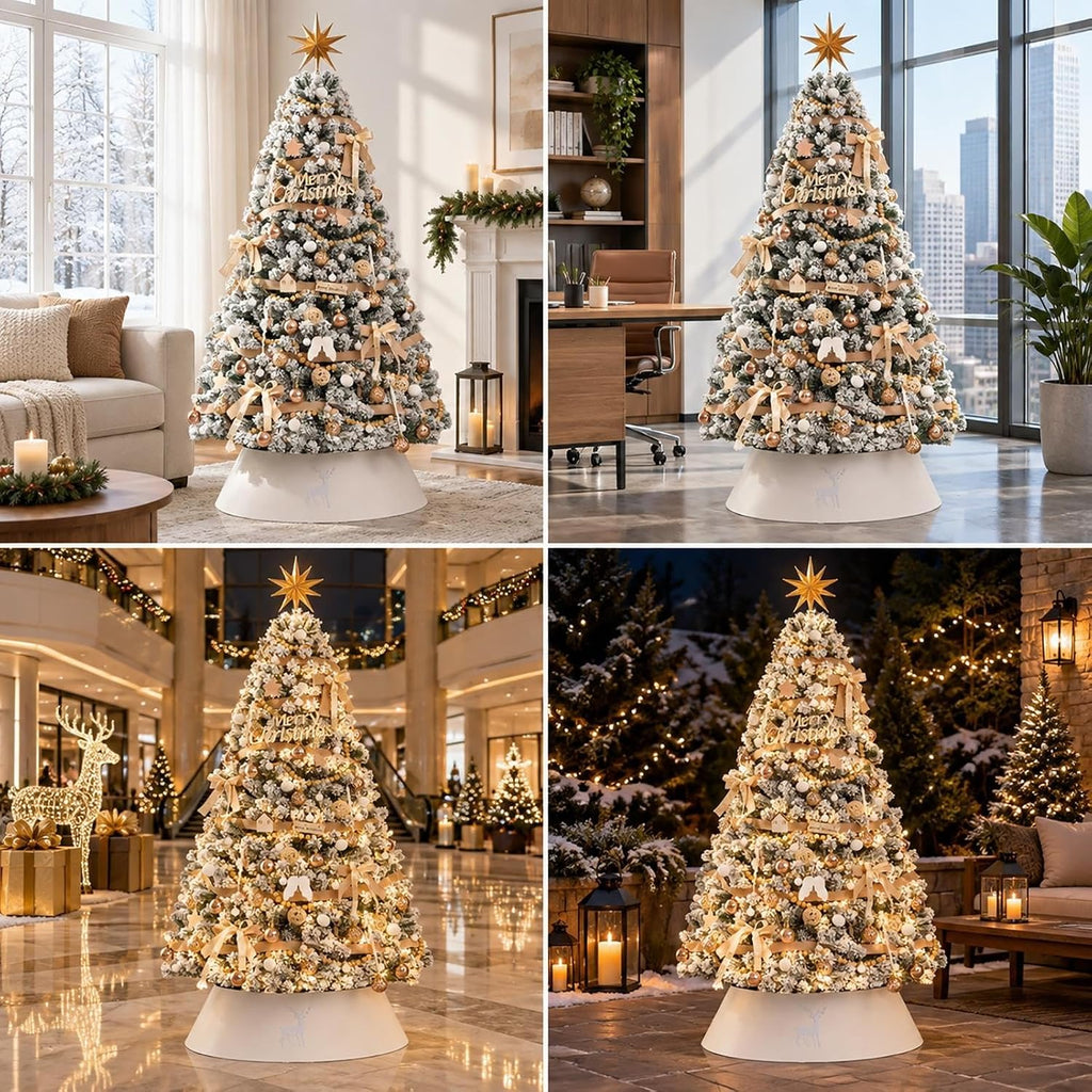 White Christmas Trees with Lights, Flocked Xmas Tree, Artificial Tree