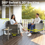 7 Pieces Patio Furniture Set with 42" Fire Pit Table, Outdoor Wicker Sofa with Swivel Chairs