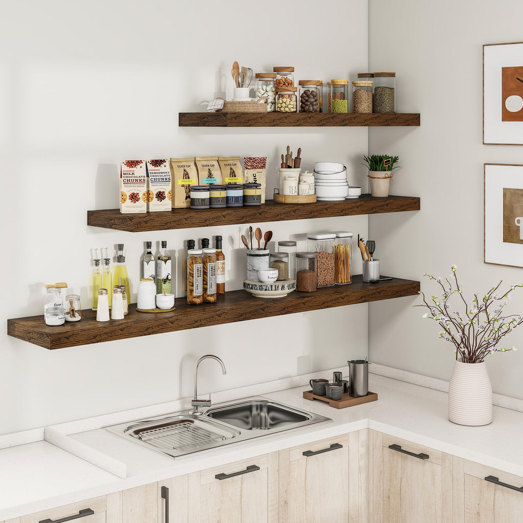 72Inch Floating Shelves for Wall 1Pack|Rustic Brown|8" D