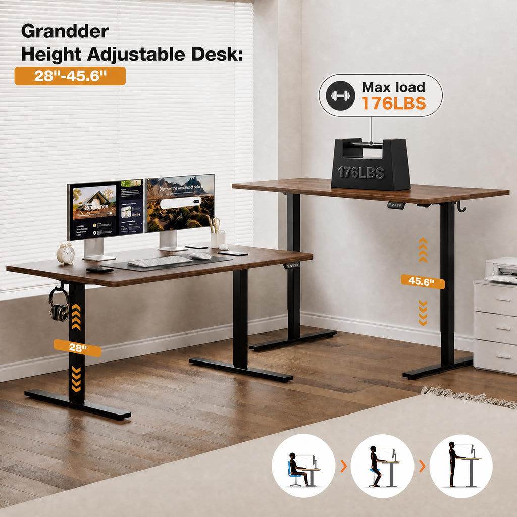 47x32 Large Electric Standing Desk, Height Adjustable Computer Desk with 2 Memory Presets, 31.5" Deep Desktop Sit