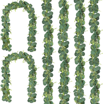 Eucalyptus Garland,Artificial Eucalyptus Leaves Table Greenery Garland Wreath Vines for Wedding Party Table - Set of 6