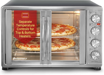 ETO4510B# French Door 47.5Qt, 18-Slice Convection Oven 4-Control Knobs, Bake Broil Toast Rotisserie 