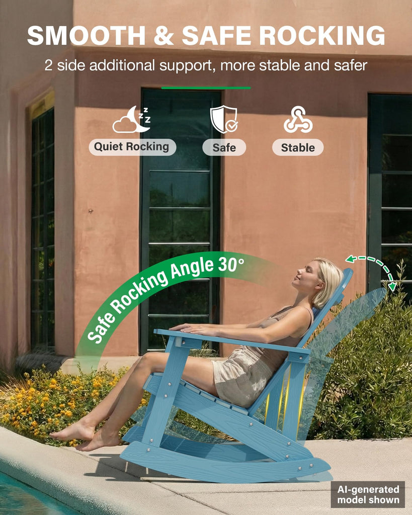 Adirondack Rocking Chair, All-Weather Resistant, Blue