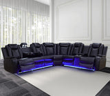 Power Recliner Sofa Sectional Couch with LED Light for Living Room,Leather Reclining Corner Sectional Sofa with 2