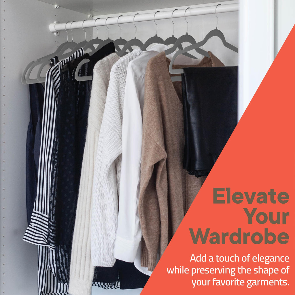 Gray Velvet Hangers 20 Pack - 360° Swivel Hook, Non-Slip and Space Saving Hangers, Heavy-Duty 11 lbs Weight Capacity