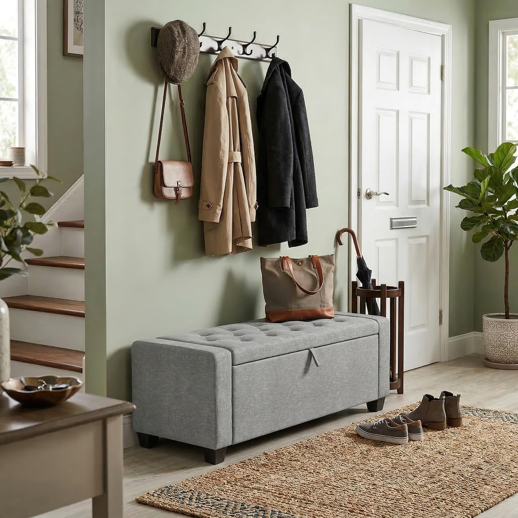 48" Ottoman Bench with Storage, Gray