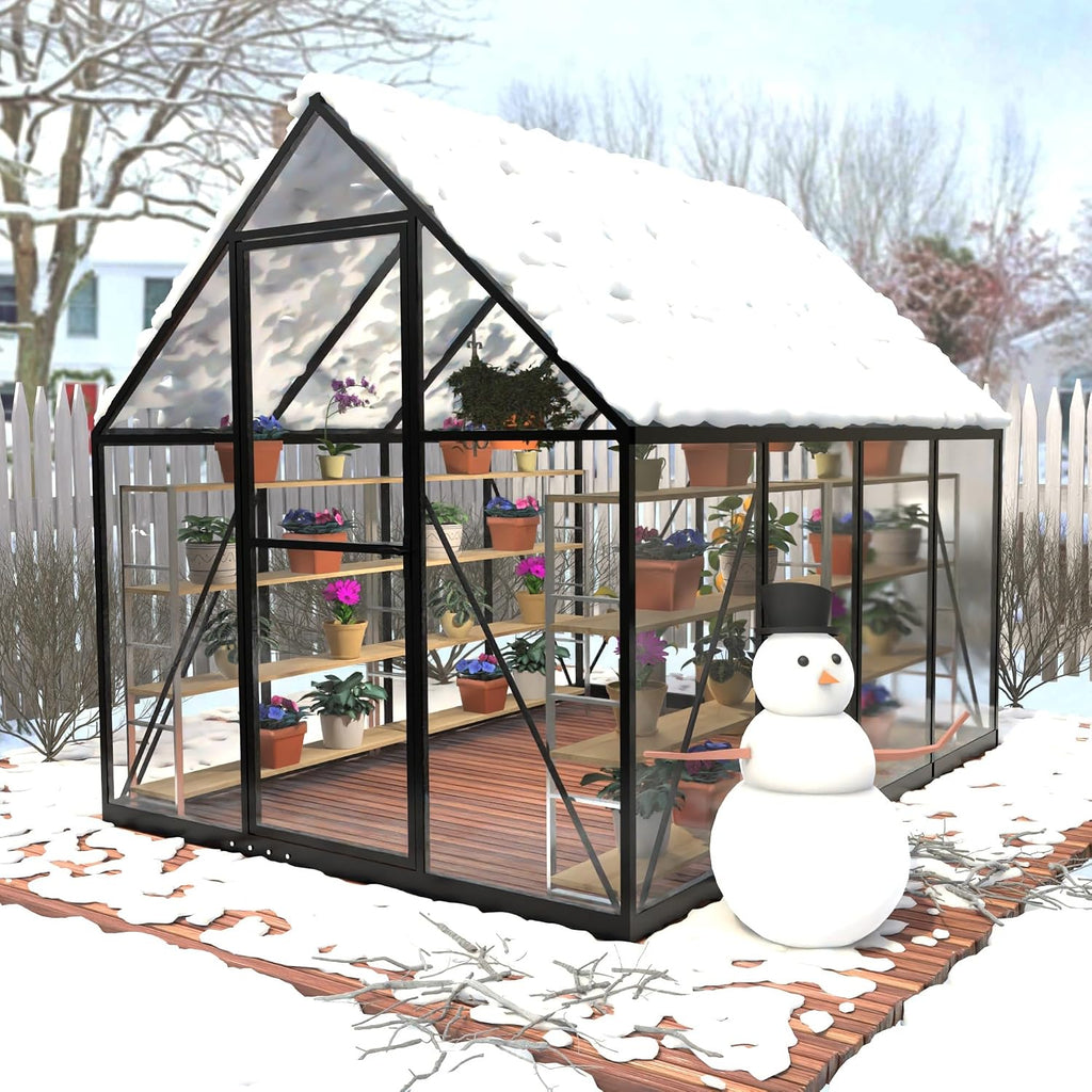 6x6FT Small Green House for Outside, Heavy Duty Polycarbonate Greenhouse Kit with Window, Walk-in Mini Garden House