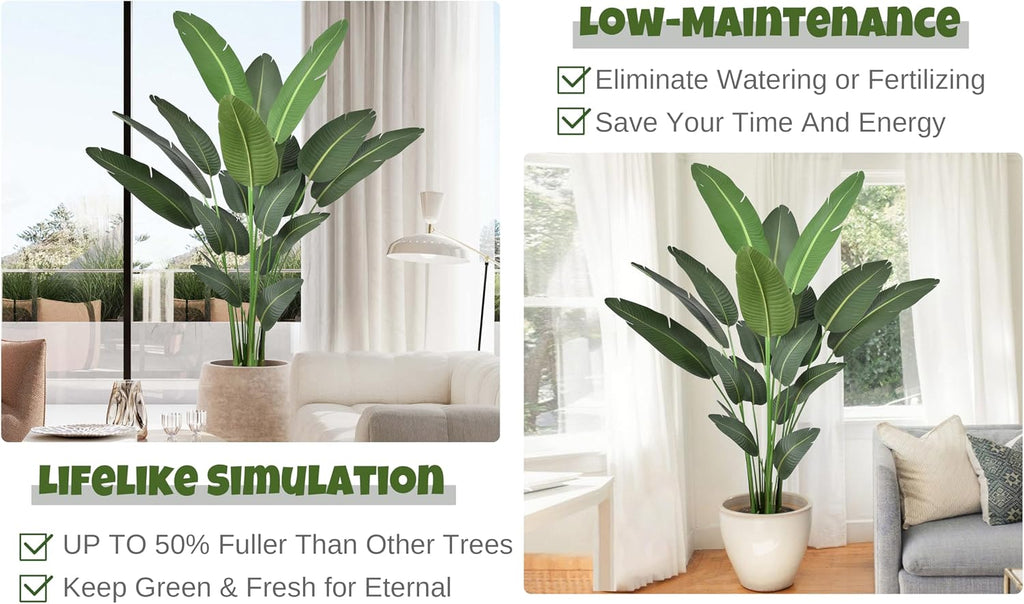 Artificial Bird of Paradise Tree 7FT with 19 Leaves Realistic Thick Banana Leaf Tall Large Faux Tropical Plant 82