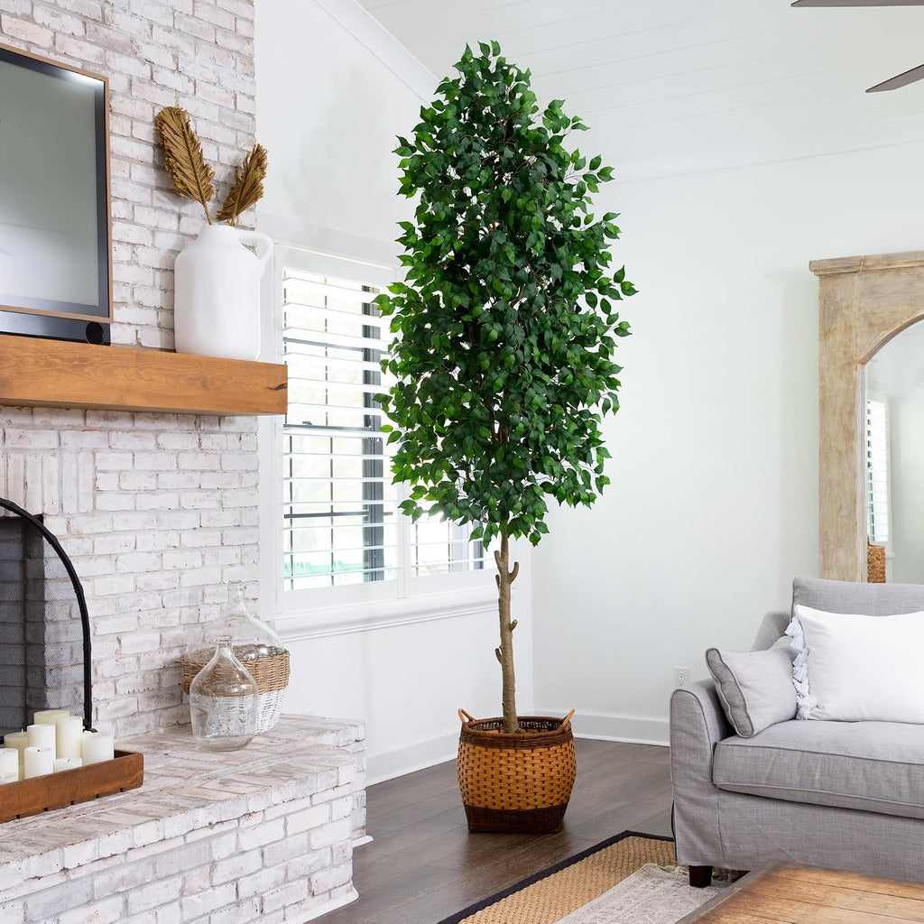 10ft. Artificial Ficus Tree, Green, Plastic, Iron Wire, Polyester Materials, 30.58 lbs