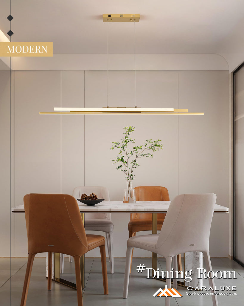 3 LED Linear Pendant Light 52 inch Gold Island Light Dimmable