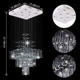Modern 8 Lights Square Chandelier Light, Luxury 3-Tier Crystal Raindrop Chandeliers Flush Mount Ceiling Light Pendant for Foyer, Modern Chandeliers for Entryway A100-B09Q143DF5