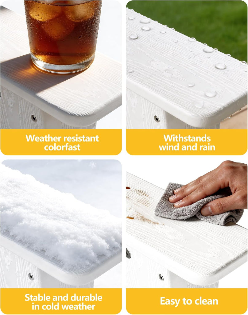 Lightweight Folding Adirondack Chair Set of 4, HDPE, White | Portable HDPE Patio Chair - 350lbs,Durable All-Weather