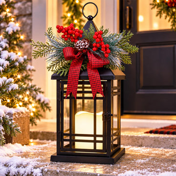 Christmas Candle Lantern Decorations Indoor Outdoor for Porch Decor 15.6"