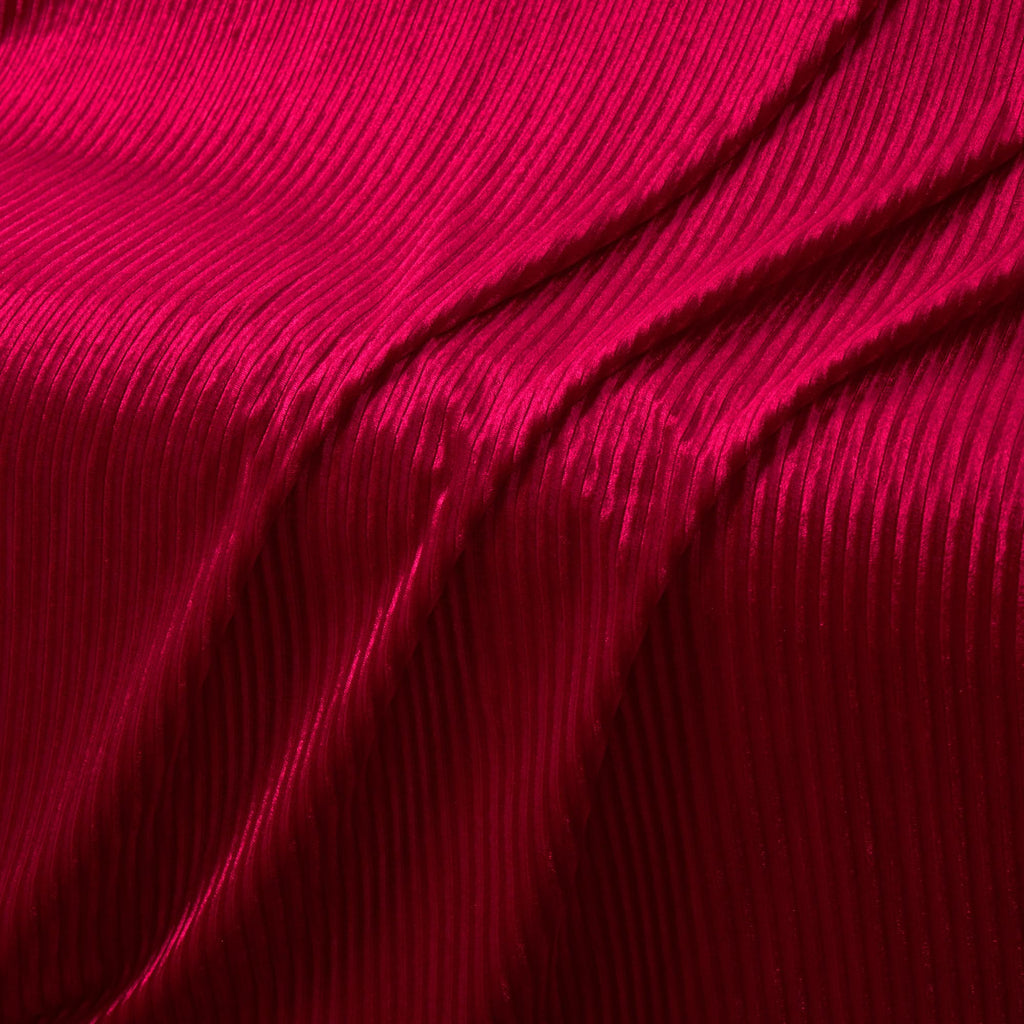Red Pleated Velvet Stretch Fabric by The Yard, 1 Yard