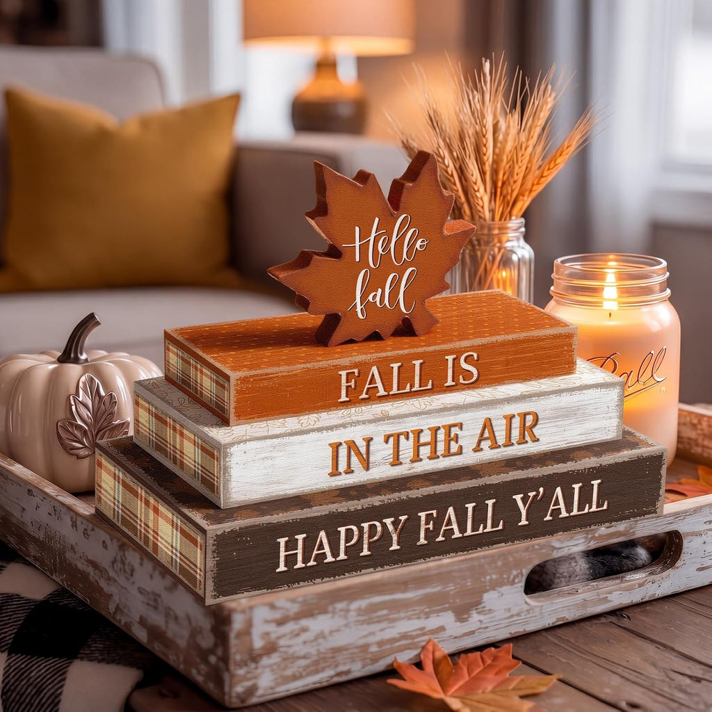 Fall Decor Wooden Maple Leaf Decoration Kitchen - Set of 4