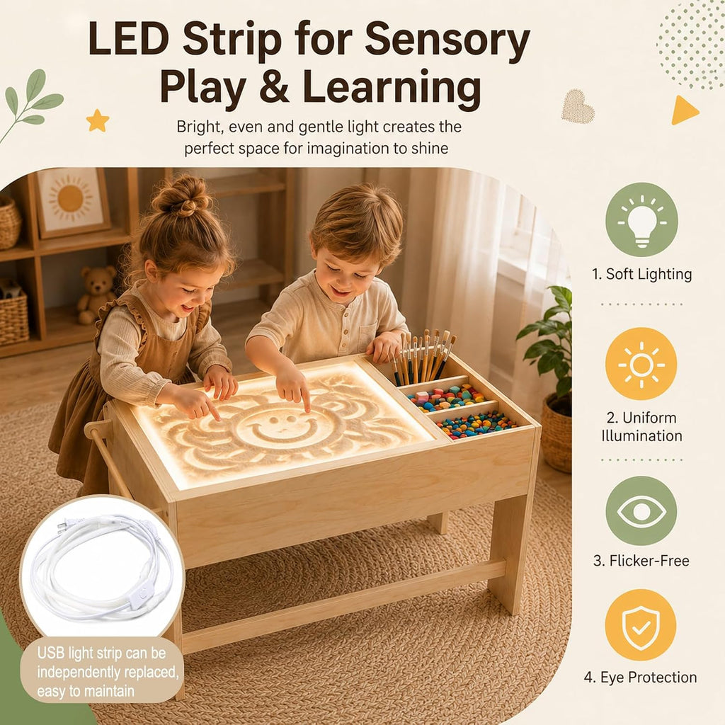 Light Table for Kids, in-1 Activity Table with Storage & LED Light