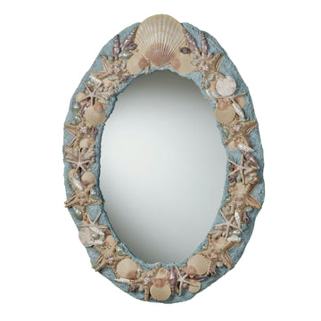 By The Sea Coastal Oval Wall Mirror, Ocean Blue
