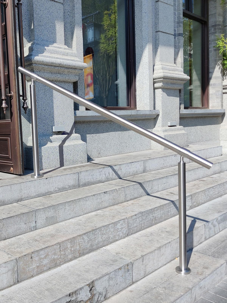 Outdoor 5 Step Handrail, DIY 304 Stainless Steel Transitional Hand Rails with Installation Kit, Silver Porch Stair