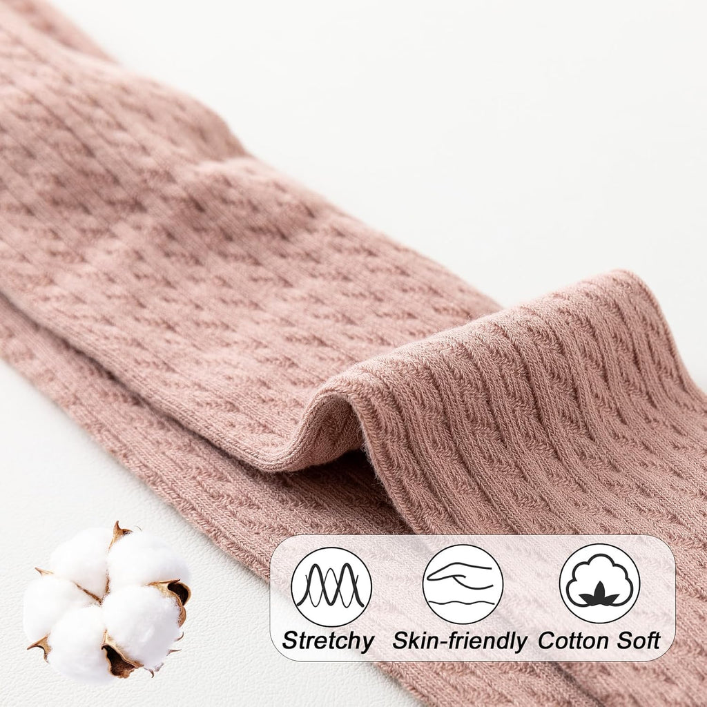 Ribbed & Cable Knit Tights Cotton Seamless Dress School Leggings