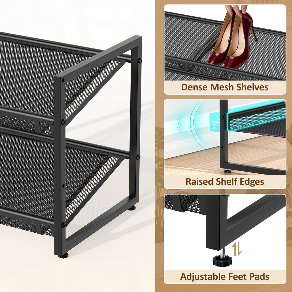 Expandable Shoe Rack, 2 Tier Closet Shoe Organizer & Garage