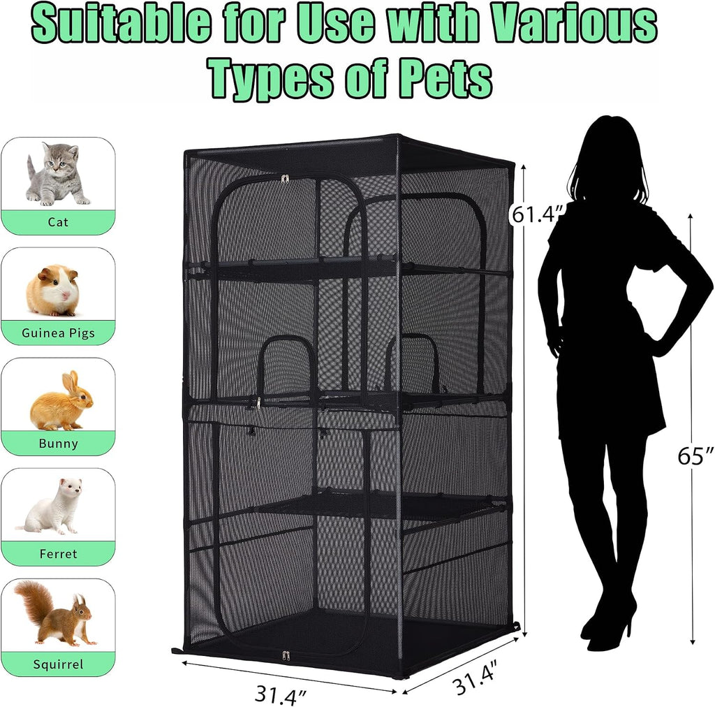 Catio Outdoor Cat Enclosure, 4 Tiers Window Catio, Upgraded Mesh