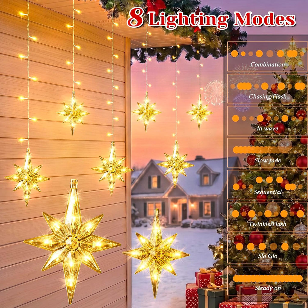 4.92FT 93 LED Christmas Bethlehem Star Window Lights Battery Operated