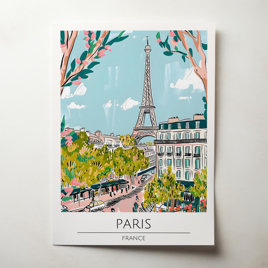 Paris Travel Poster, Premium Giclee Fine Prints - Modern Watercolor Aesthetic Wall Decoration, Eclectic Trendy Boho