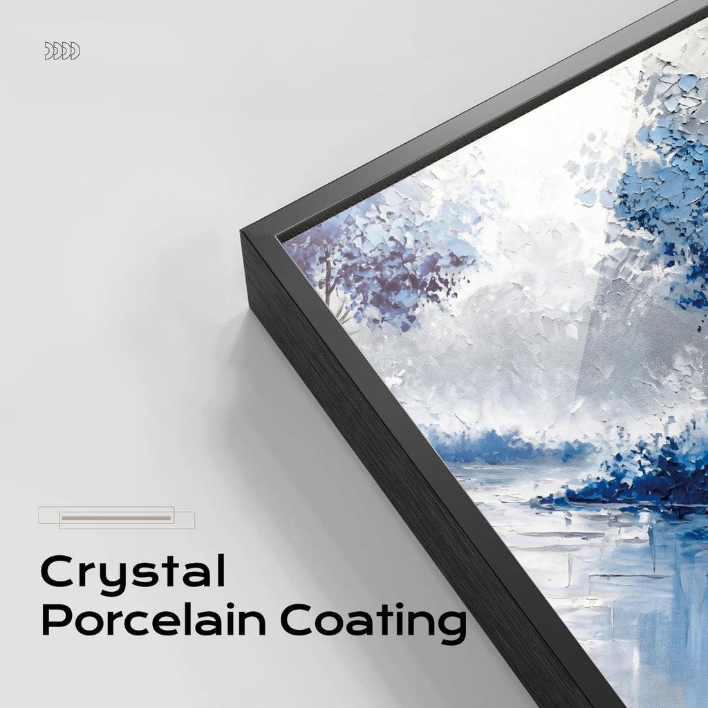 Extra Large Wall Art Above Couch Bedroom Office, Teal Green Blue Abstract Modern Luxury Framed Crystal Porcelain Wall