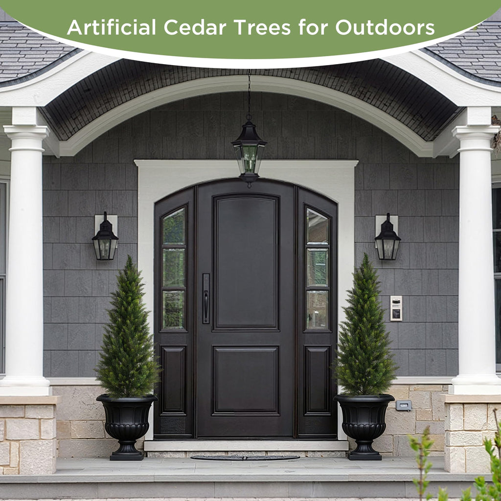 5FT UV-Resistant Artificial Cedar Trees for Front Porch Set of 2