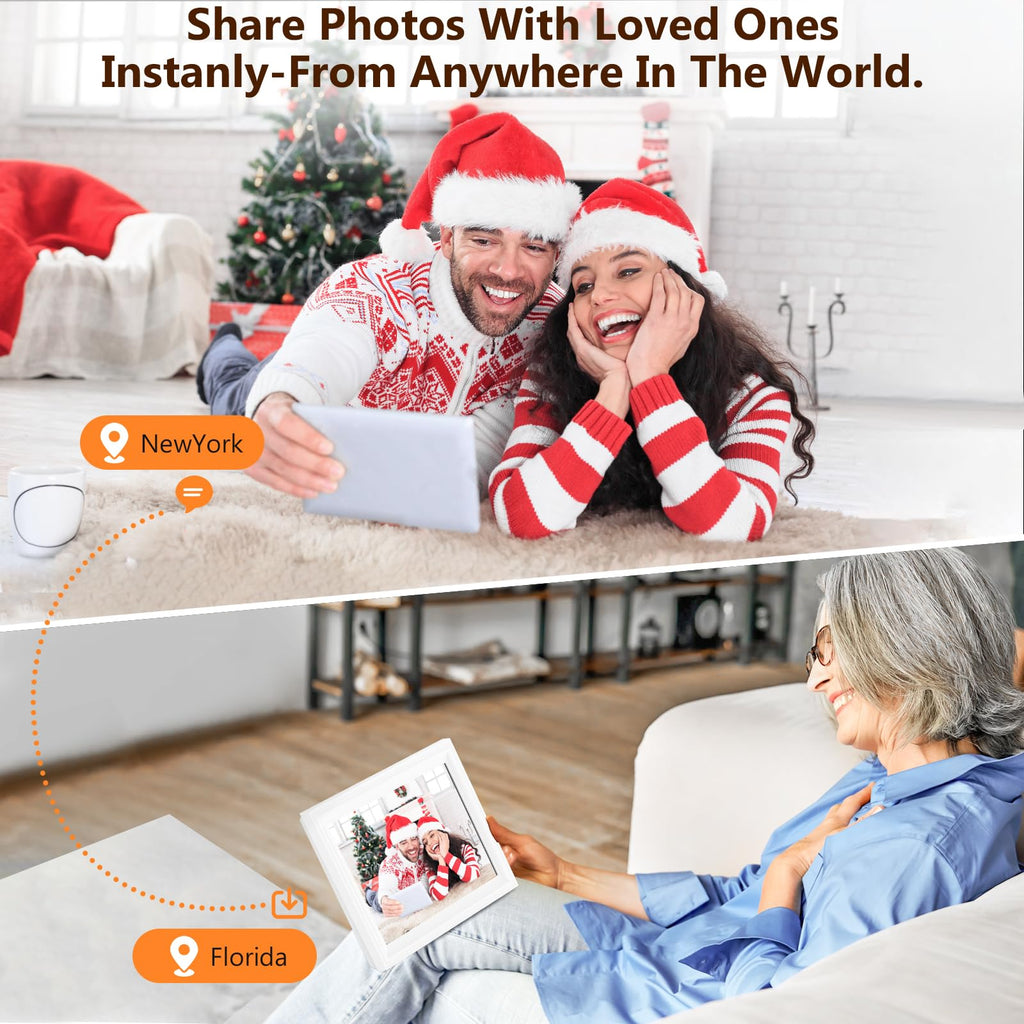Smart White Digital Picture Frame WiFi Send Photos from Your Phone