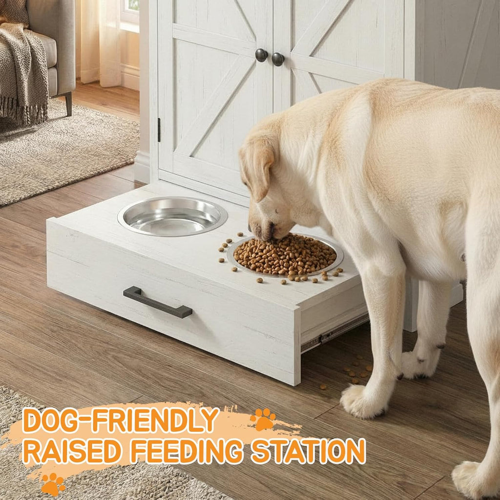 Dog Feeding Station with Storage, Dog Food Storage Cabinet