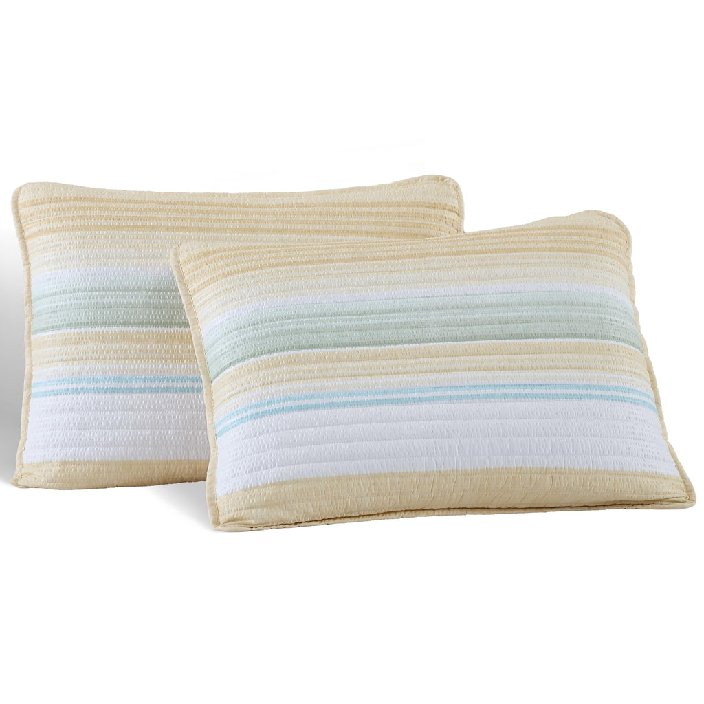 Coralinn Striped 3-Piece Lightweight Quilt Set, Yellow Sage
