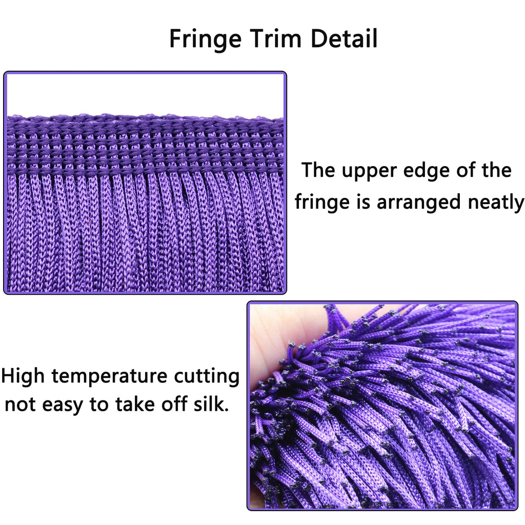 8" Dark Purple Fringe Trim Tassel Sewing Trim for Clothes Accessories Latin Wedding Dress DIY Lamp Shade - 10 Yards