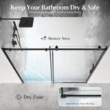 Frameless Shower Door, 56-60" W x 72" H Sliding Glass Shower Door, 5/16" (8mm) SGCC Tempered Glass