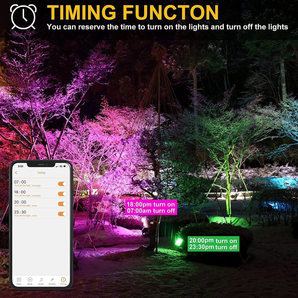 LED Flood Lights RGB Color Changing 300W Equivalent Outdoor, 30W Bluetooth Smart RGB Floodlight APP Control, IP66