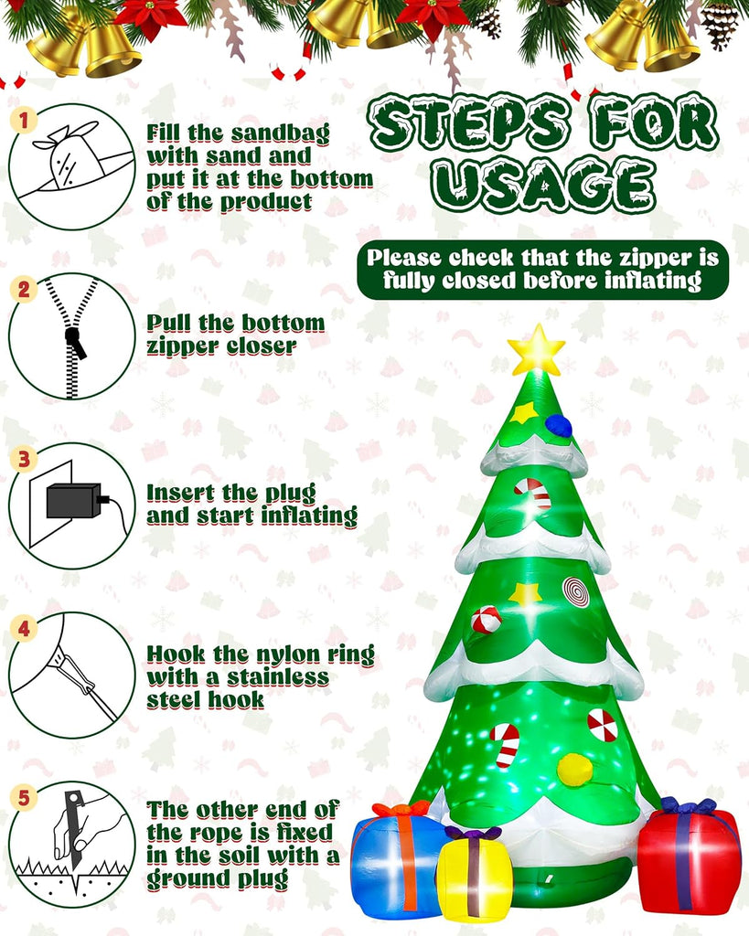 12FT Christmas Tree Inflatables, Giant Blow Up Christmas Tree Decorations