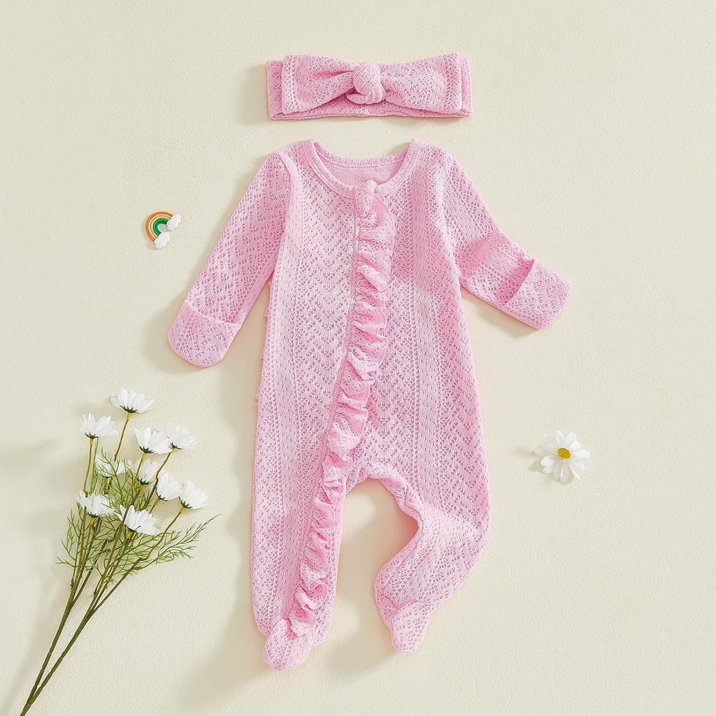Girl Outfit Newborn Solid Footies Infant Knit Romper