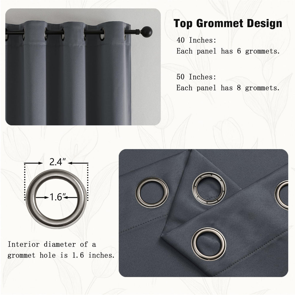 Grey Extra Long 10ft Curtains 120 Inches Long 2 Panels Set, Room Darkening Light Blocking Solid Thermal Insulated